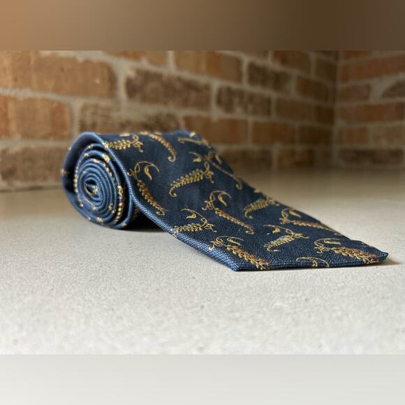 Robert talbott best of class navy blue gold grape vine men’s silk tie wine gift - Picture 6 of 15